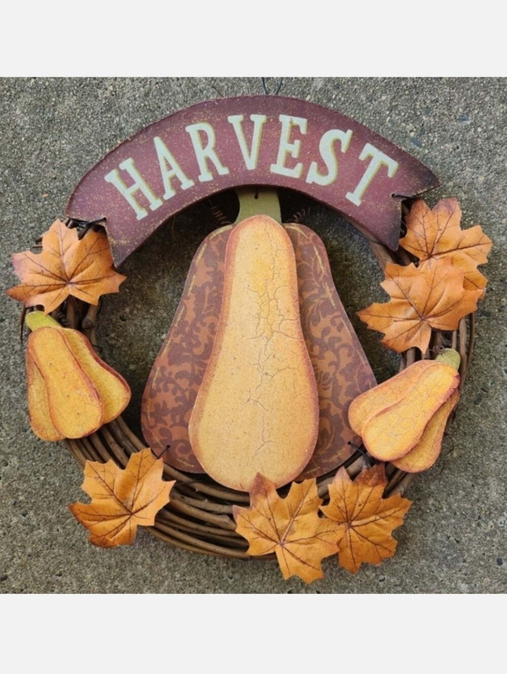 Harvest Pumpkin Wood Grapevine Fall Wreath